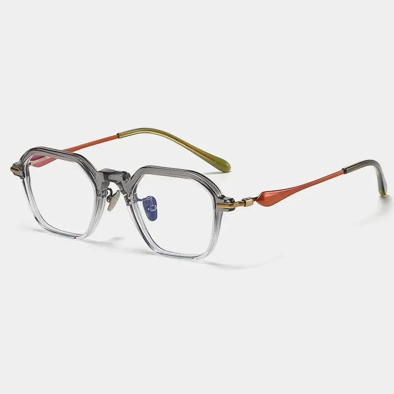 Chashma Unisex Full Rim Polygon Square Acetate Titanium Eyeglasses 36065 - Gradient Gray