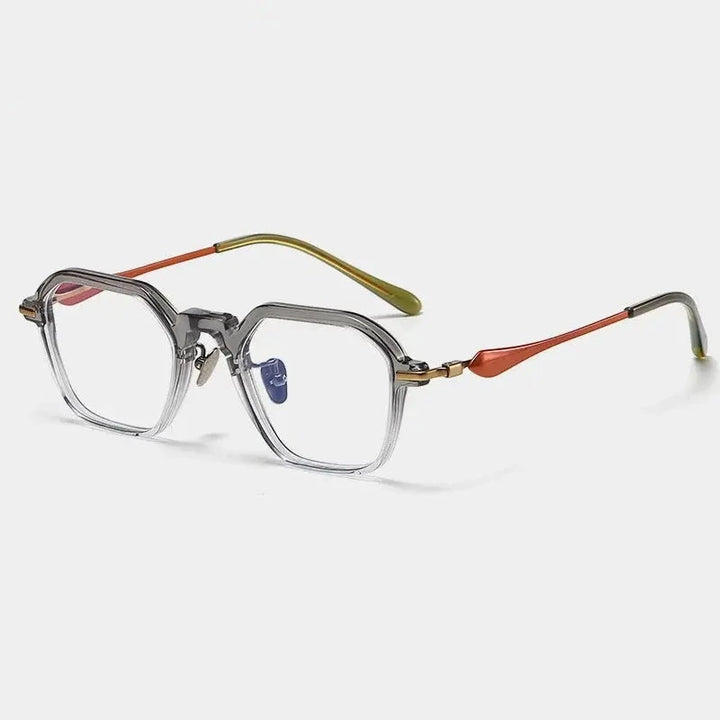 Chashma Unisex Full Rim Polygon Square Acetate Titanium Eyeglasses 36065 - Gradient Gray