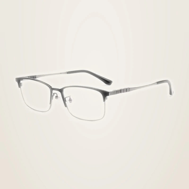 Chashma Unisex Full Rim Polygon Square Titanium Tr 90 Eyeglasses 703312 - Black-Gray