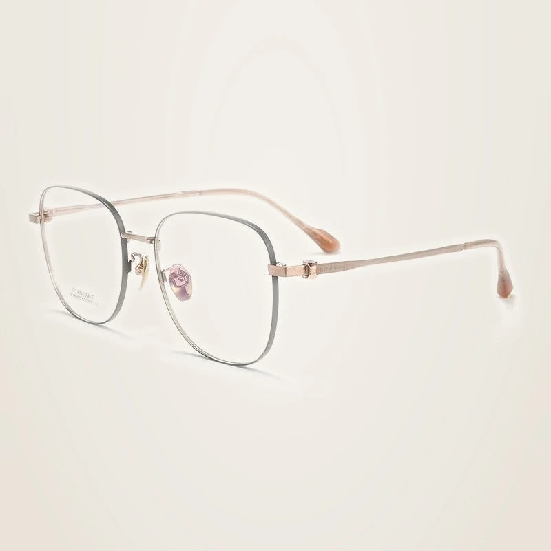Chashma Unisex Full Rim Polygon Square Titanium Eyeglasses 876602 - Black-Rose Gold