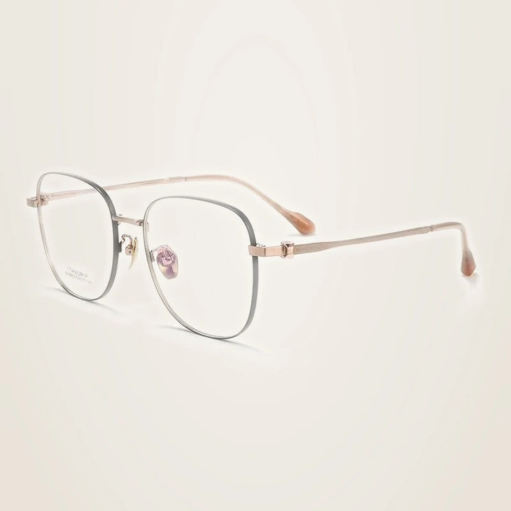 Chashma Unisex Full Rim Polygon Square Titanium Eyeglasses 876602 - Black-Rose Gold