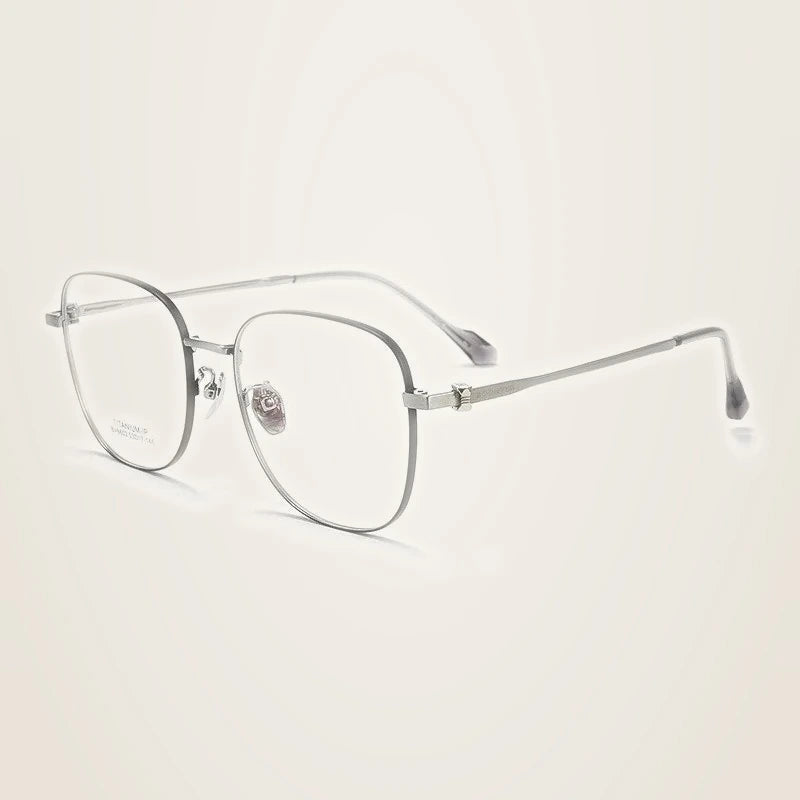 Chashma Unisex Full Rim Polygon Square Titanium Eyeglasses 876602 - Black-Silver