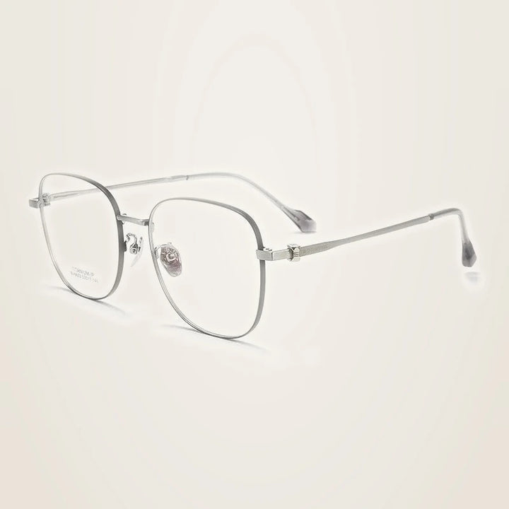 Chashma Unisex Full Rim Polygon Square Titanium Eyeglasses 876602 - Black-Silver