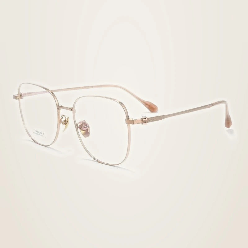Chashma Unisex Full Rim Polygon Square Titanium Eyeglasses 876602 - Rose Gold