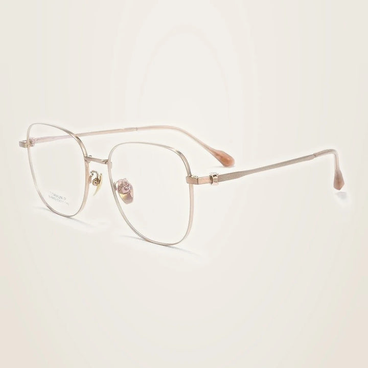 Chashma Unisex Full Rim Polygon Square Titanium Eyeglasses 876602 - Rose Gold