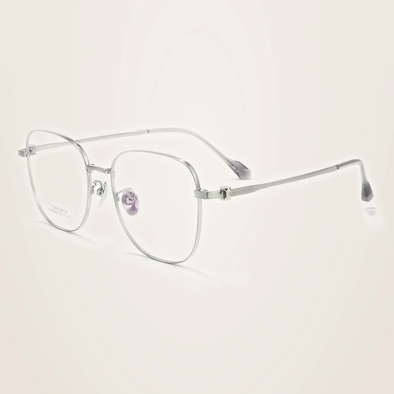 Chashma Unisex Full Rim Polygon Square Titanium Eyeglasses 876602 - Silver
