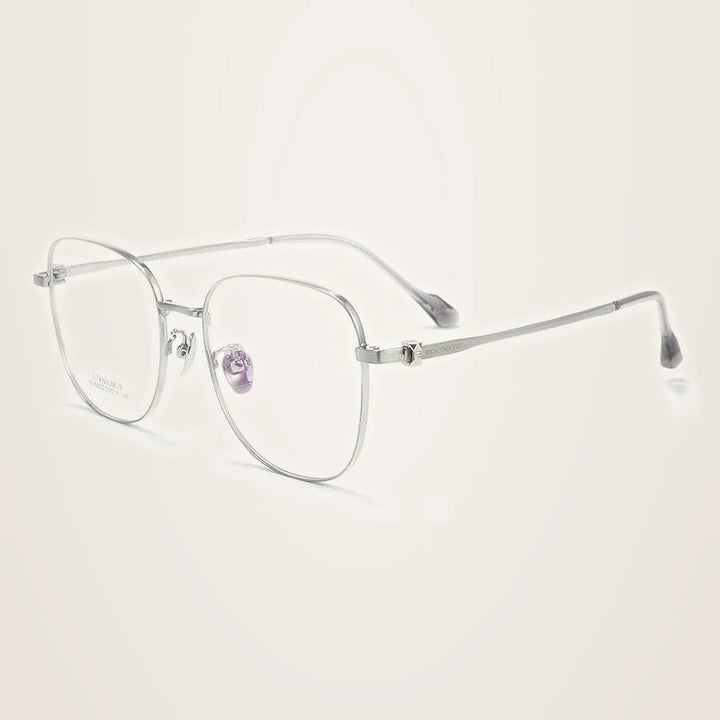 Chashma Unisex Full Rim Polygon Square Titanium Eyeglasses 876602 - Silver