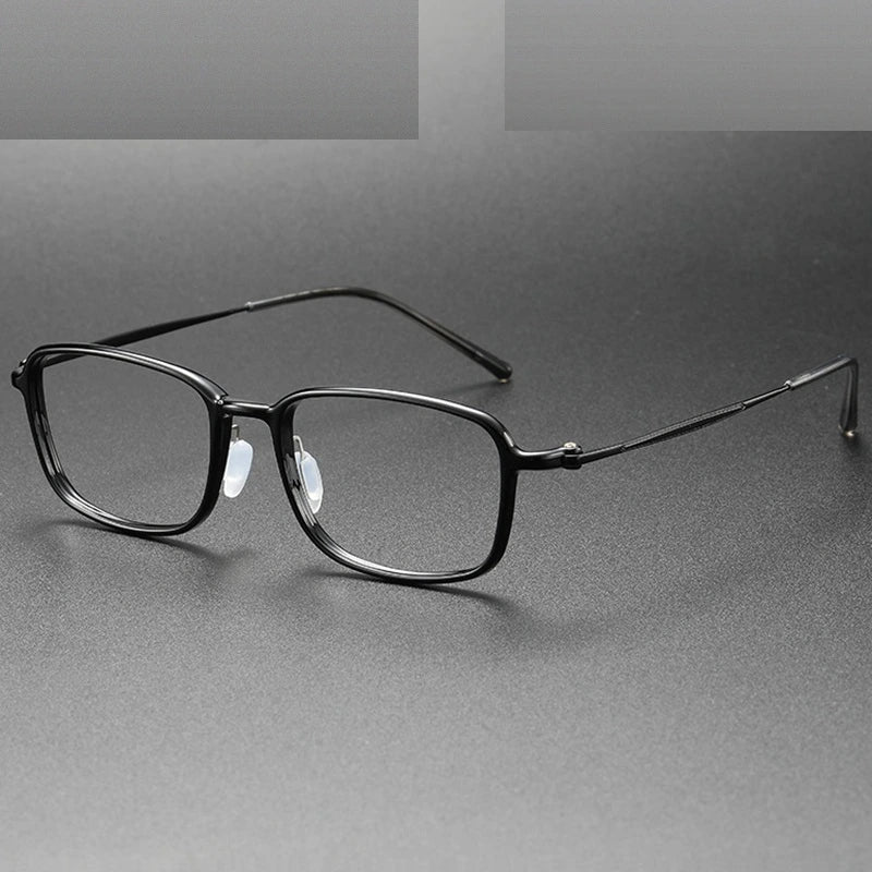 Chashma Unisex Full Rim Polygon Square Ultem Titanium Eyeglasses 86324 - Black