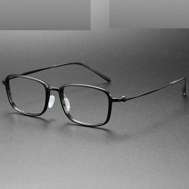 Chashma Unisex Full Rim Polygon Square Ultem Titanium Eyeglasses 86324 - Black