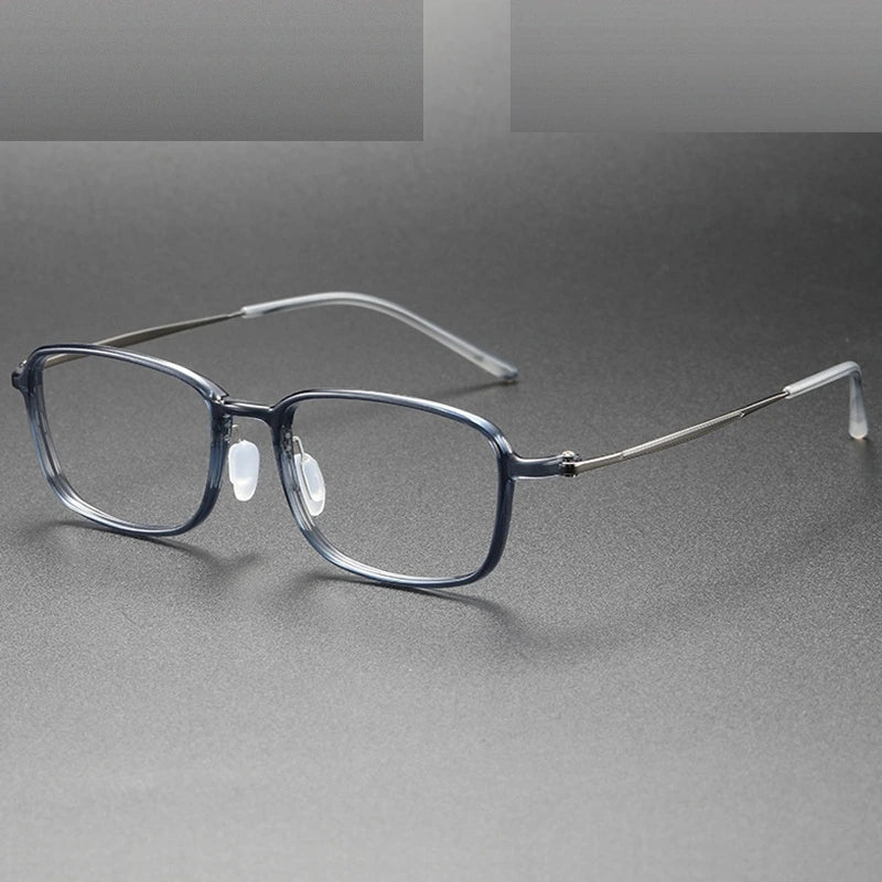Chashma Unisex Full Rim Polygon Square Ultem Titanium Eyeglasses 86324 - Blue Gray