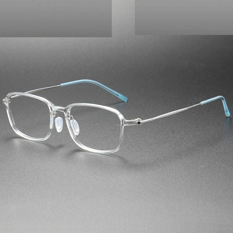 Chashma Unisex Full Rim Polygon Square Ultem Titanium Eyeglasses 86324 - Transparent