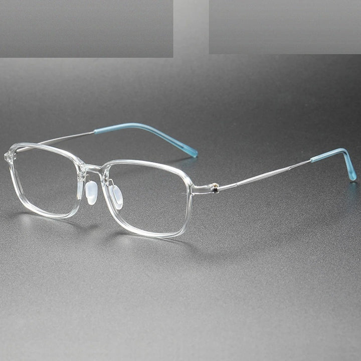 Chashma Unisex Full Rim Polygon Square Ultem Titanium Eyeglasses 86324 - Transparent