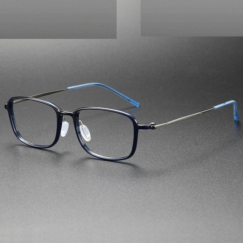 Chashma Unisex Full Rim Polygon Square Ultem Titanium Eyeglasses 86324 - Transparent Blue