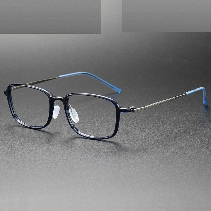Chashma Unisex Full Rim Polygon Square Ultem Titanium Eyeglasses 86324 - Transparent Blue