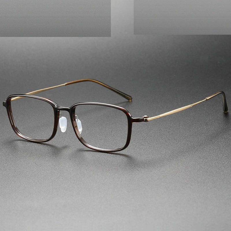 Chashma Unisex Full Rim Polygon Square Ultem Titanium Eyeglasses 86324 - Transparent Brown