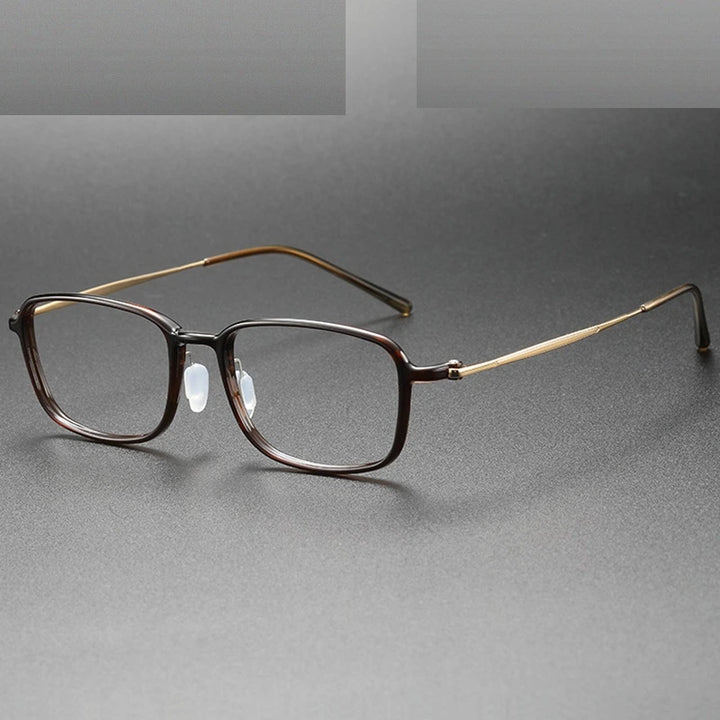Chashma Unisex Full Rim Polygon Square Ultem Titanium Eyeglasses 86324 - Transparent Brown