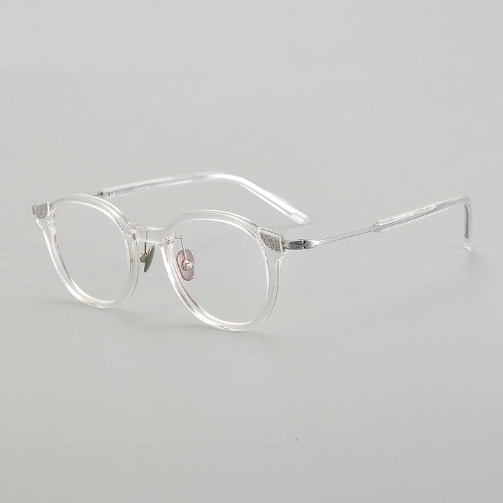 Chashma Unisex Full Rim Round Acetate Titanium Eyeglasses 871123 - Transparent