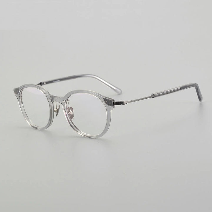 Chashma Unisex Full Rim Round Acetate Titanium Eyeglasses 871123 - Transparent Gray