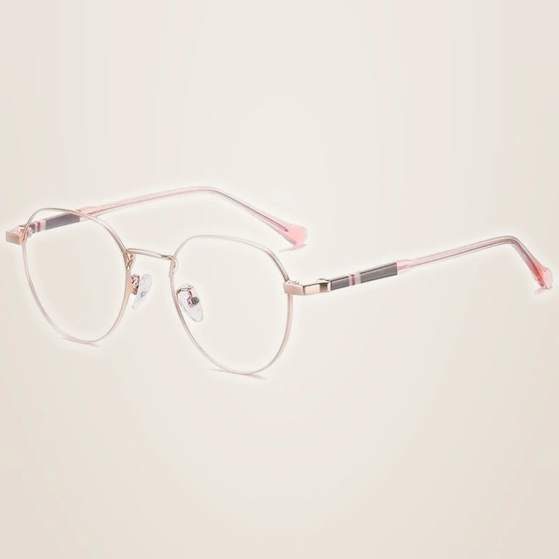 Chashma Unisex Full Rim Round Stainless Steel Frame Eyeglasses 1921 - Rose Gold
