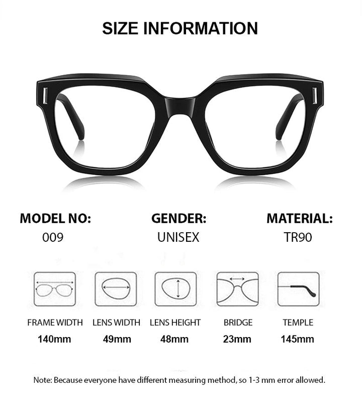 Chashma Unisex Full Rim Round Tr 90 Titanium Eyeglasses 54009 - Size Chart