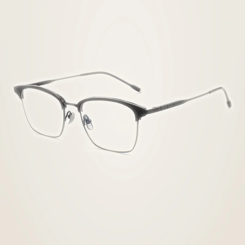 Chashma Unisex Full Rim Square Acetate Titanium Eyeglasses 871865 - Black