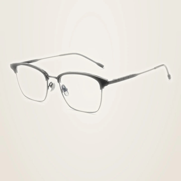 Chashma Unisex Full Rim Square Acetate Titanium Eyeglasses 871865 - Black