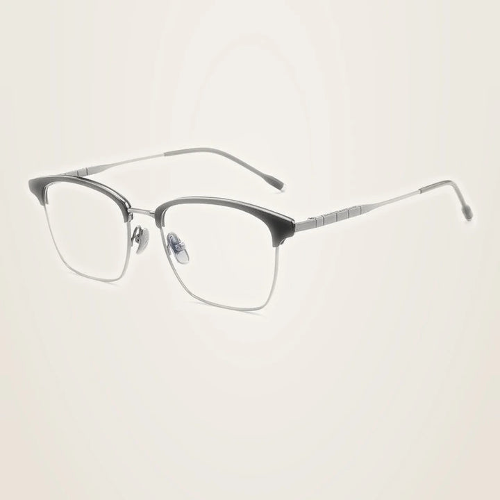 Chashma Unisex Full Rim Square Acetate Titanium Eyeglasses 871865 - Black-Gun