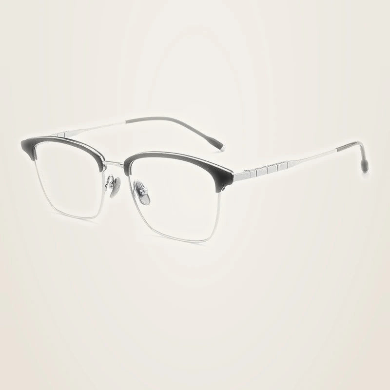 Chashma Unisex Full Rim Square Acetate Titanium Eyeglasses 871865 - Black-Silver