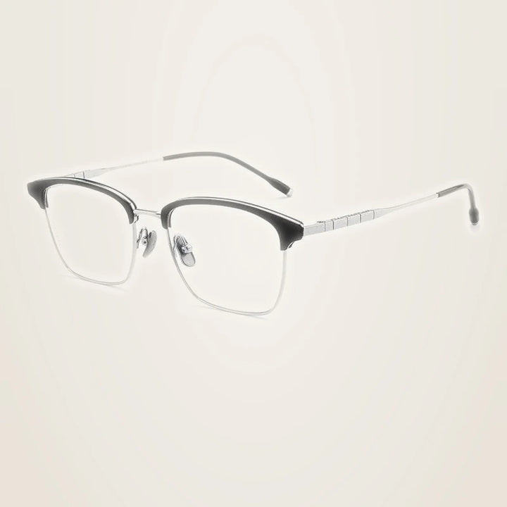 Chashma Unisex Full Rim Square Acetate Titanium Eyeglasses 871865 - Black-Silver