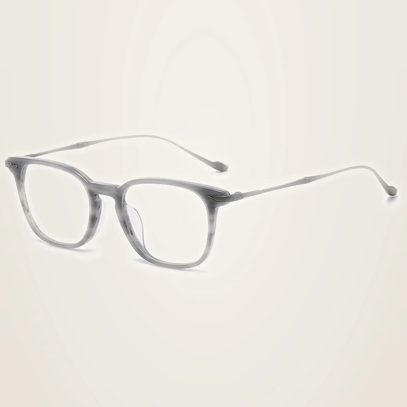 Chashma Unisex Full Rim Square Acetate Titanium Eyeglasses 685888 - Colorful Gray