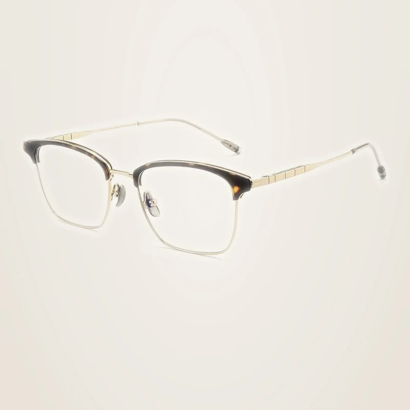Chashma Unisex Full Rim Square Acetate Titanium Eyeglasses 871865 - Leopard-Gold