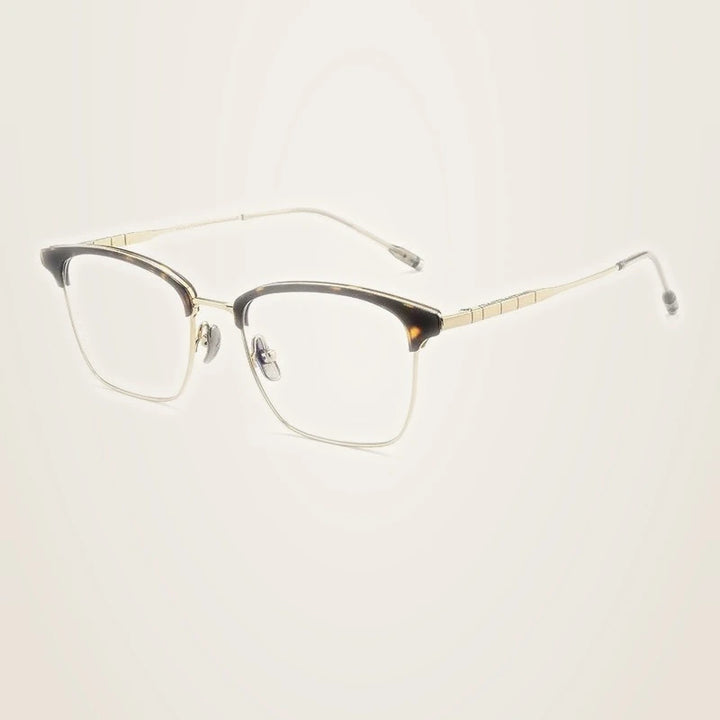 Chashma Unisex Full Rim Square Acetate Titanium Eyeglasses 871865 - Leopard-Gold