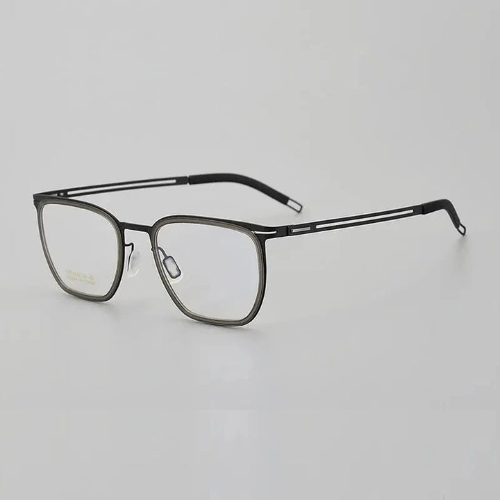 Chashma Unisex Full Rim Square Acetate Titanium Eyeglasses 8814 - trans Gray-Black