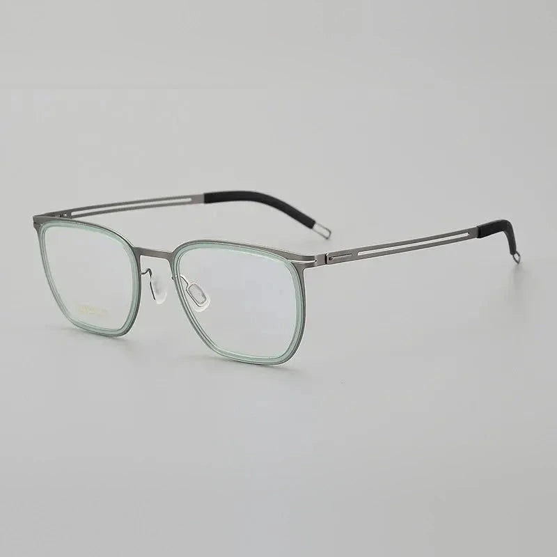 Chashma Unisex Full Rim Square Acetate Titanium Eyeglasses 8814 - Trans Green-Gun