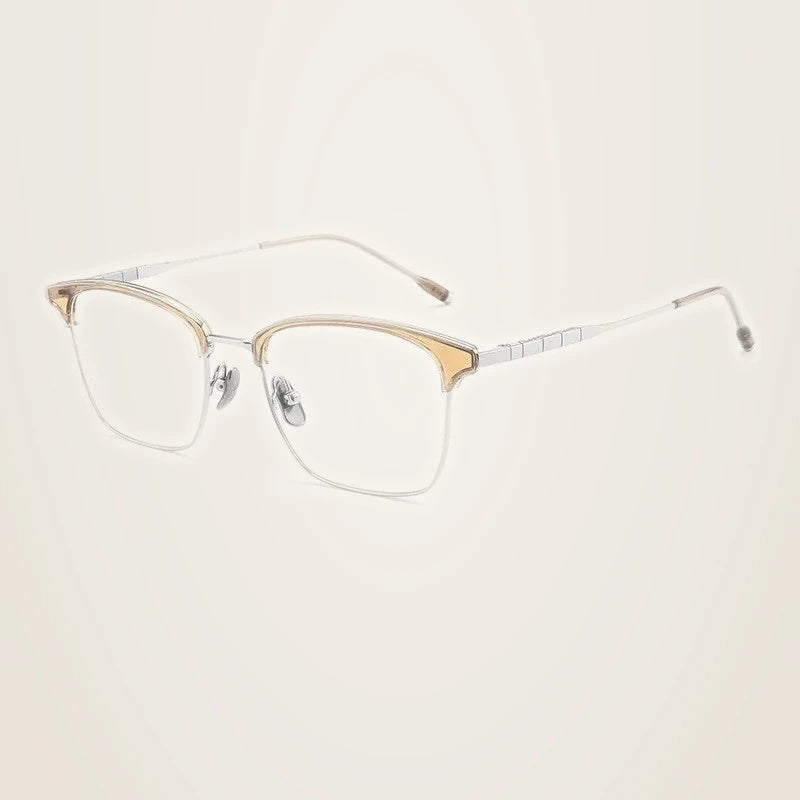 Chashma Unisex Full Rim Square Acetate Titanium Eyeglasses 871865 - Transp Brown-Silver