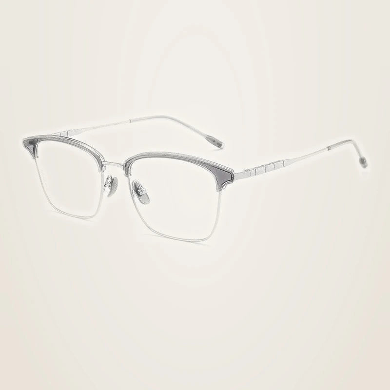 Chashma Unisex Full Rim Square Acetate Titanium Eyeglasses 871865 - Transp Gray-Silver
