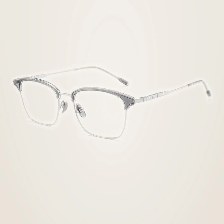 Chashma Unisex Full Rim Square Acetate Titanium Eyeglasses 871865 - Transp Gray-Silver