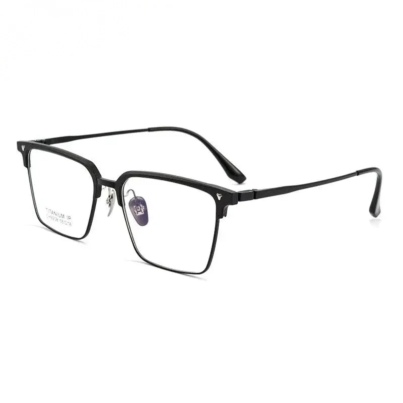 Chashma Unisex Full Rim Square Al Mg Titanium Eyeglasses 92084 - Black