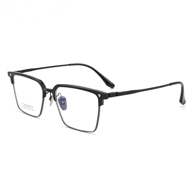 Chashma Unisex Full Rim Square Al Mg Titanium Eyeglasses 92084 - Black-Gun