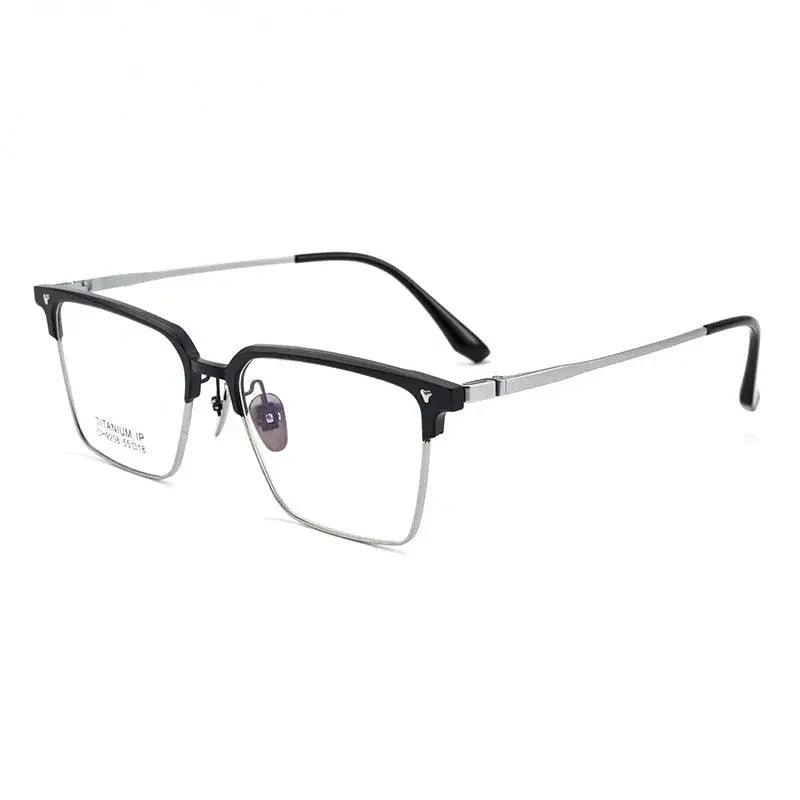 Chashma Unisex Full Rim Square Al Mg Titanium Eyeglasses 92084 - Black-Silver