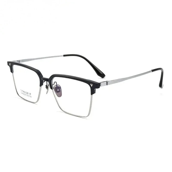 Chashma Unisex Full Rim Square Al Mg Titanium Eyeglasses 92084 - Black-Silver