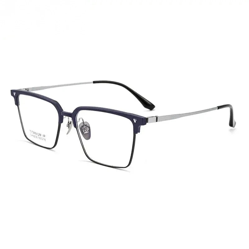 Chashma Unisex Full Rim Square Al Mg Titanium Eyeglasses 92084 - Blue-Silver