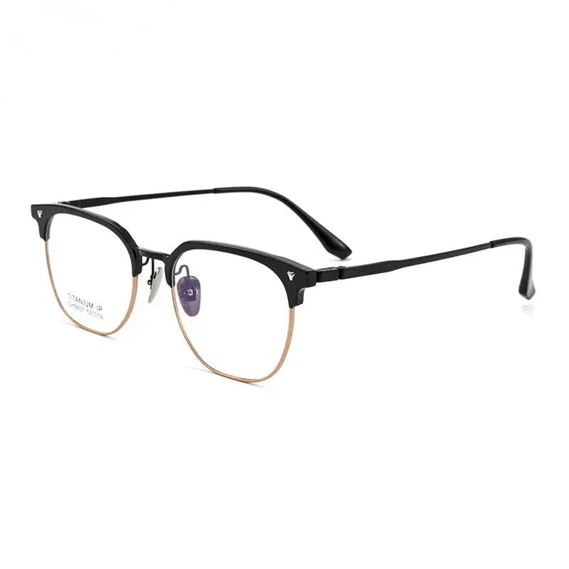 Chashma Unisex Full Rim Square Aluminum Magnesium Titanium Eyeglasses 9207 - Black-Gold