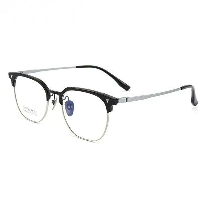 Chashma Unisex Full Rim Square Aluminum Magnesium Titanium Eyeglasses 9207 - Black-Silver