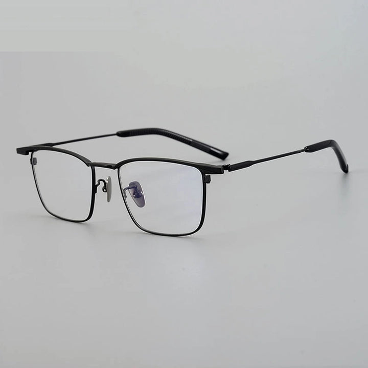 Chashma Unisex Full Rim Square Brow Line Titanium Eyeglasses 966156 - Black