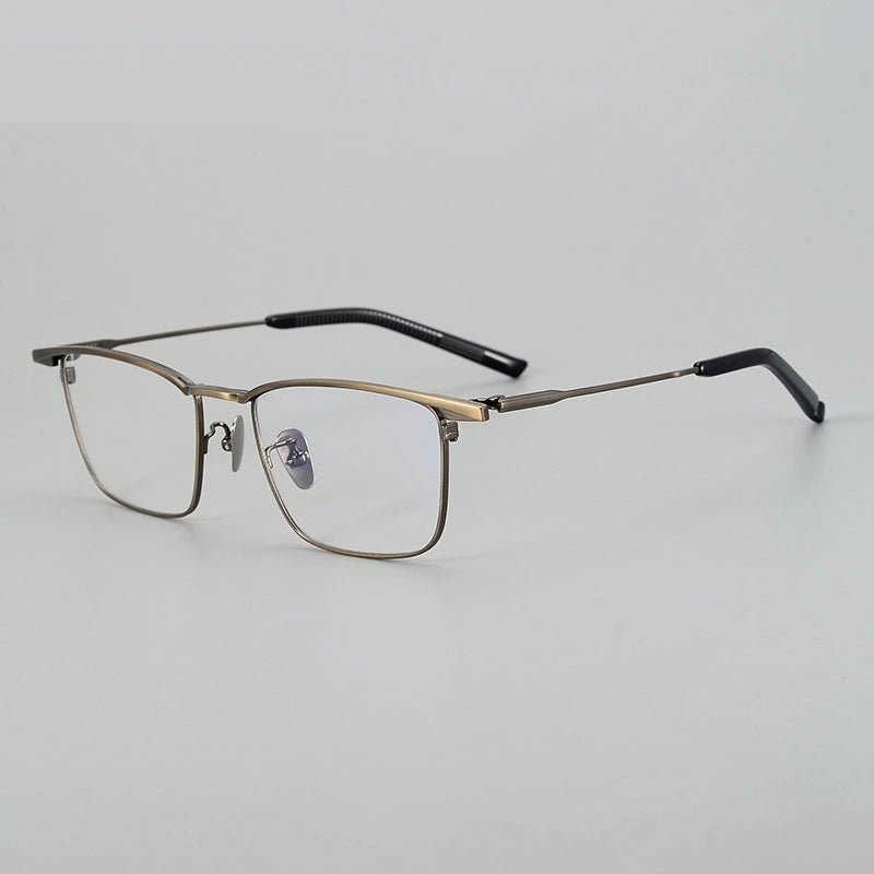 Chashma Unisex Full Rim Square Brow Line Titanium Eyeglasses 966156 - Bronze