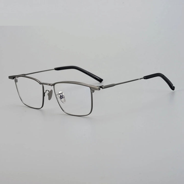 Chashma Unisex Full Rim Square Brow Line Titanium Eyeglasses 966156 - Gun