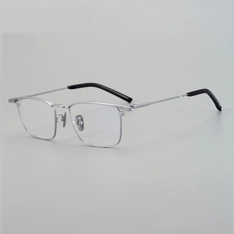 Chashma Unisex Full Rim Square Brow Line Titanium Eyeglasses 966156 - Silver