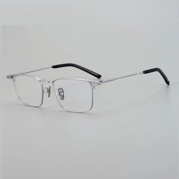 Chashma Unisex Full Rim Square Brow Line Titanium Eyeglasses 966156 - Silver