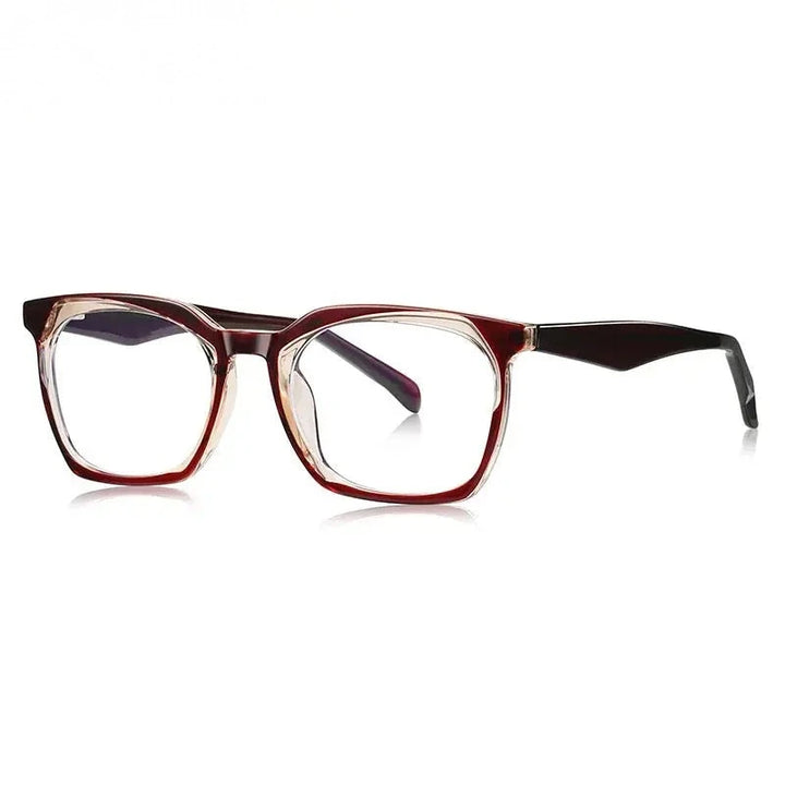 Chashma Unisex Full Rim Square Cat Eye Tr 90 Titanium Eyeglasses 54011 - Champagne Red
